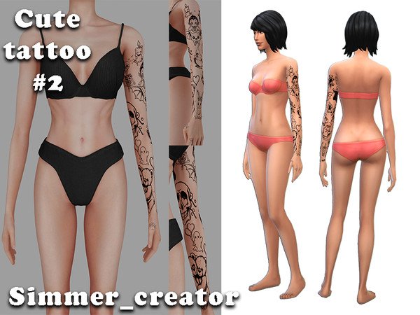 Sims 4 — Cute tattoo #2 by Simmer_creator9 — 1 Cute Tattoo Variation for Female Sims A single, charming tattoo design for