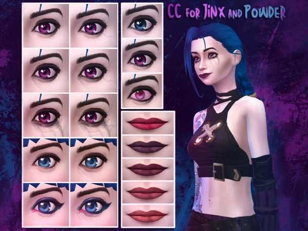 Sims 4 — OwO Jinx Powder eyes (make-up).package by ZechemToOwO — A makeup set suitable for Jinx and Powder from the