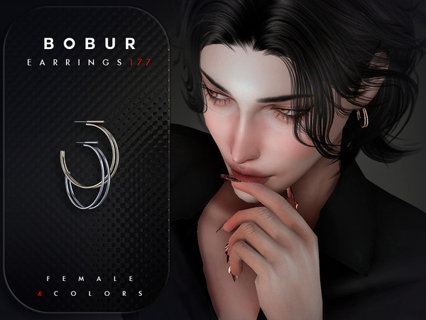 Sims 4 — Bobur Earrings 177.package by Bobur2 — Hoop Earrings with gems for female