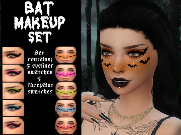 Sims 4 — BatBlushFacePaint.package by _alttrait_ — A cute bat makeup look for halloween! Set includes an eyeliner and a