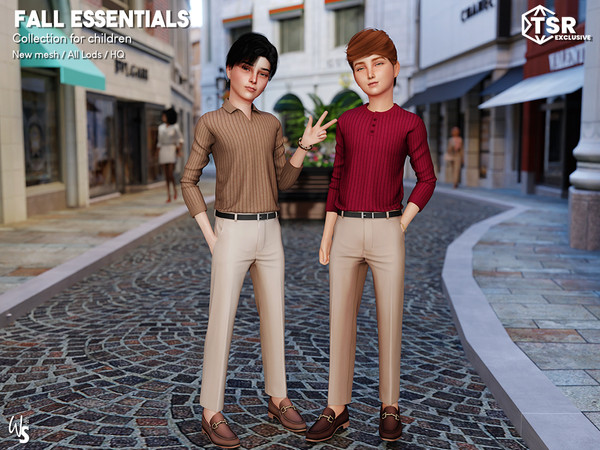 Sims 4 — (Wisteria) Fall Essentials - LongSleeve PoloShirt (children).package by WisteriaSims — A timeless Autumn