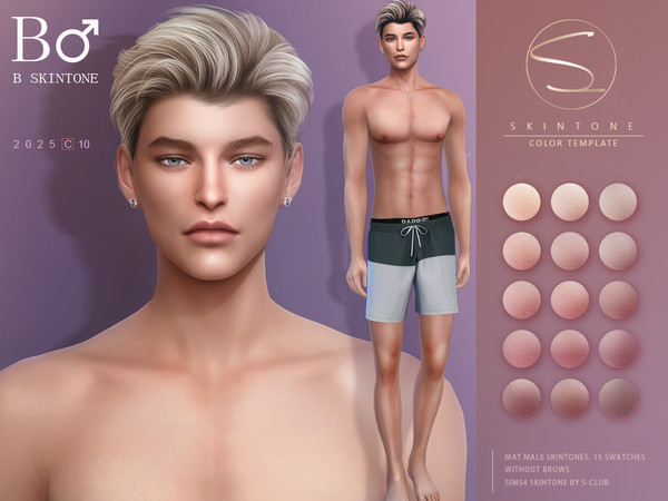 Sims 4 — S-CLUB_male_skintone_1025 by S-Club — Male skintone 1025 with 15 colors, hope you like, thank you.
