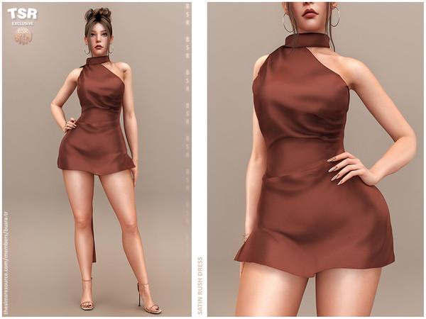 Sims 4 — SATIN RUSH DRESS BD1628 by busra-tr — - 10 Swatches - For Female (Teen to Elder) - Custom Thumbnail - HQ