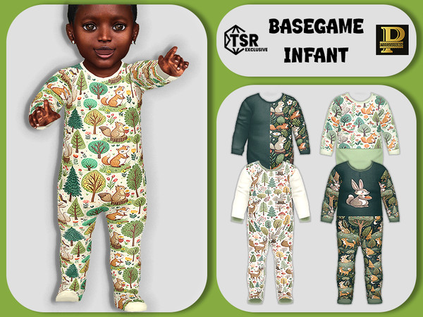 Sims 4 — Infants Forest Friends Babygrows by Pelineldis — Five babygrows for boys and girls in autumnal colours and