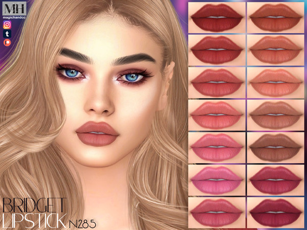 Sims 4 — Bridget Lipstick N285 by MagicHand — Matte lips with teeth in 18 colors - HQ Compatible.