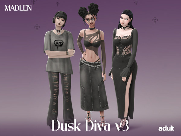 Sims 4 — [Madlen] DuskDiva v3 Top.package by Madlen — Channeling the blend of grunge and goth! Your simmies are ready to