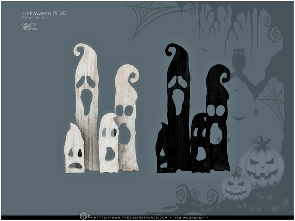 Sims 4 — Halloween 2025 Ghosts by Severinka_ — A set of objects for decorating your home for Halloween. 7 items: outdoor