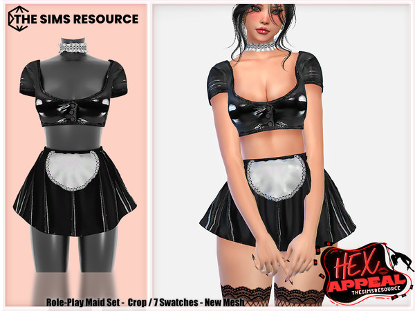 Sims 4 — The Hex Appeal Role-Play Maid Crop Top by Harmonia — New Mesh