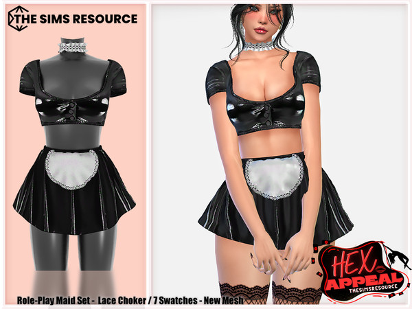 Sims 4 — The Hex Appeal Role-Play Maid Set Choker by Harmonia — New Mesh