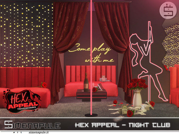 Sims 4 — Hex Appeal - Night Club Part 1 by Simenapule — Bring sultry energy to your Sims nights with velvet booths and