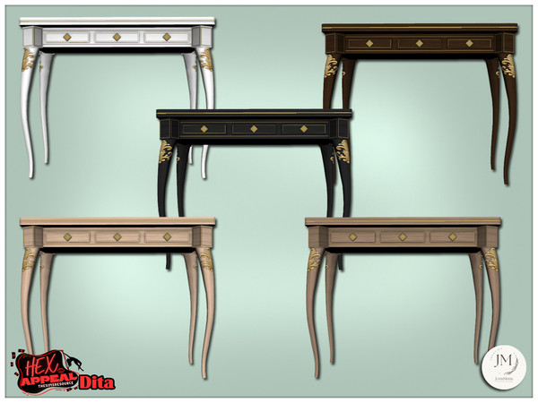 Sims 4 — Jomsims HexAppeal Dita deco console by jomsims — Bring a touch of sensual glamour to your Sims interiors with