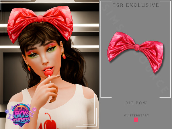 Sims 4 — 80s Things- Big Bow by Glitterberryfly — A big pink 80s styled bow