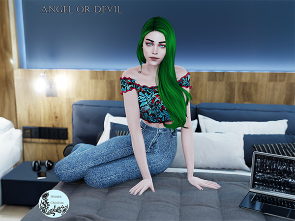 Sims 4 — Angel or Devil posepack by Simmer_creator9 — 8 poses 6 for female and 2 for male