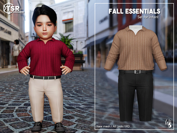 Sims 4 — (Wisteria) Fall Essentials - LongSleeve PoloShirt (infant).package by WisteriaSims — A timeless Autumn
