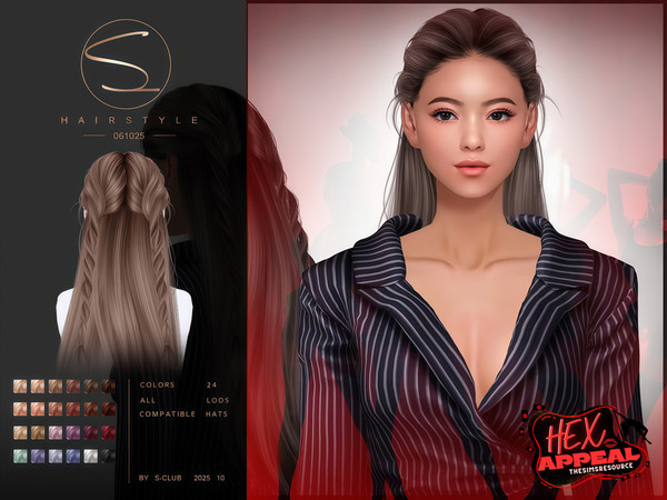Sims 4 — (HEX APPEAL)S-Club_061025_ double braids hairstyle by S-Club — double braids hairstyle hope you like, thank you.