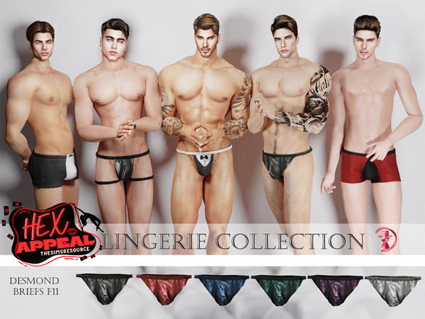 Sims 4 — HEX APPEAL - PATREON Male Lingerie Collection Desmond Briefs by Daph's — 6 Swatches