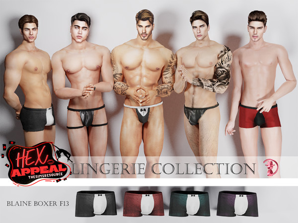 Sims 4 — HEX APPEAL - PATREON Male Lingerie Collection Blaine Boxer by Daph's — 4 Swatches