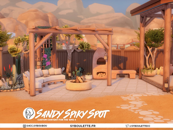 Sims 4 — Sandy Spiky Spot - Pergola by Syboubou — Sandy Spiky Spot is a Mediterranean-inspired landscaping set made to