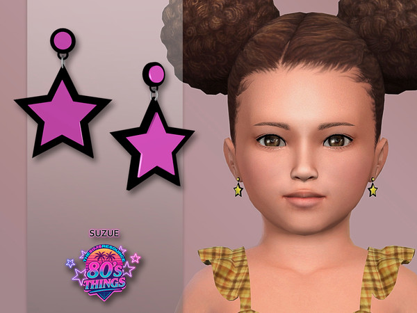Sims 4 — 80s Things Stella Earrings Toddler by Suzue — New Mesh (Suzue)
