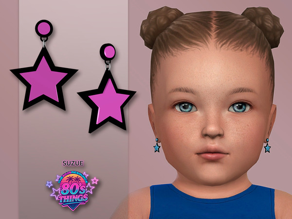 Sims 4 — 80s Things Stella Earrings Infant by Suzue — New Mesh (Suzue)