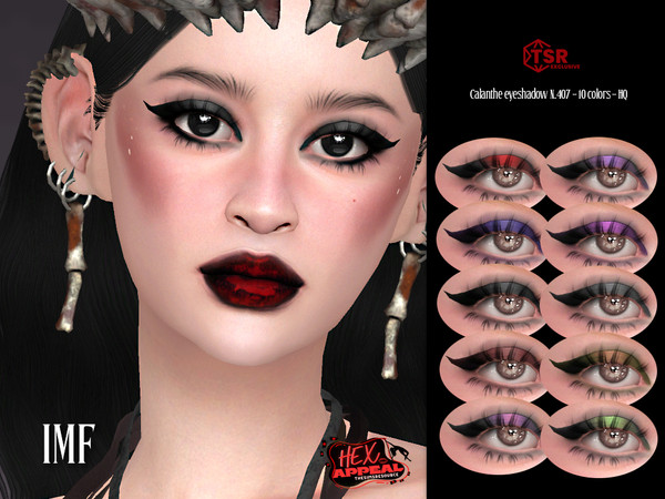 Sims 4 — IMF Calanthe Eyeshadow N.407 HEX APPEAL by IzzieMcFire — Calanthe Eyeshadow N.407 contains 10 colors in hq