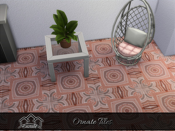 Sims 4 — Ornate Tiles 6 by Emerald — Ornate tiles with intricate designs are used to create a sophisticated effect in