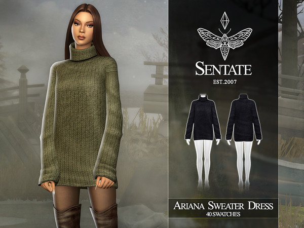 Sims 4 — Ariana Sweater Dress by Sentate — A cosy, fluffy knit sweater dress perfect for the chilly months. POLICY