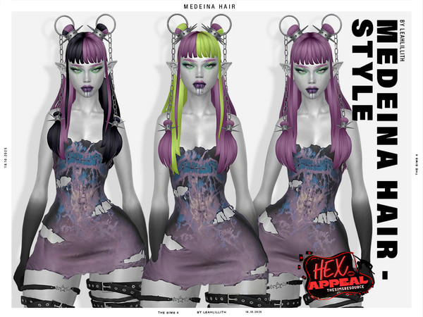 Sims 4 — LeahLillith_MedeinaHairstyle_MM.package by Leah_Lillith — There is optional recolor (color wheel) which can be