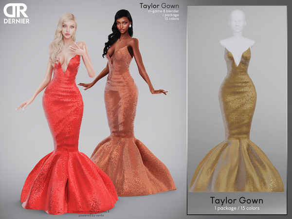 Sims 4 — DERNIER - Taylor Gown by VentaStudio — 15 Swatches