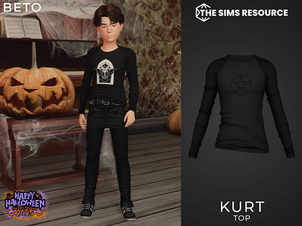 Sims 4 — Kurt (Top - Child Version) by Beto_ae0 — Perfect gothic outfit for Halloween, enjoy it