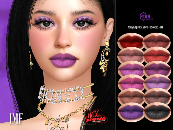 Sims 4 — IMF Adalyn Matte Lipstick N.678 HEX APPEAL by IzzieMcFire — Adalyn Lipstick N.678 contains 12 colors in hq