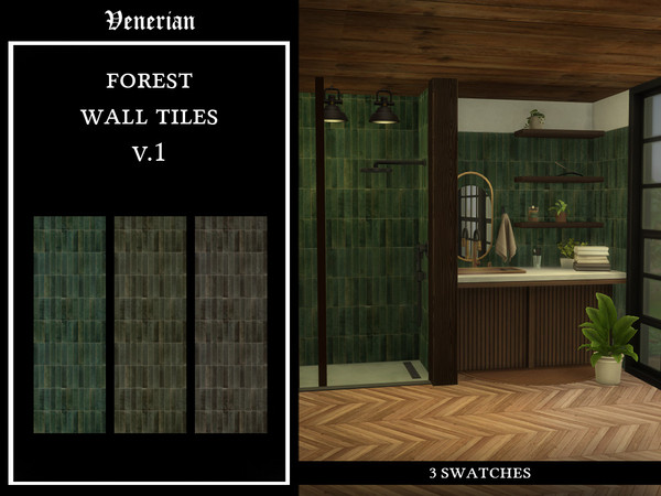 Sims 4 — Forest Wall Tiles V.1 by Venerian by Venerian — 3 swatches Found in the tiles category