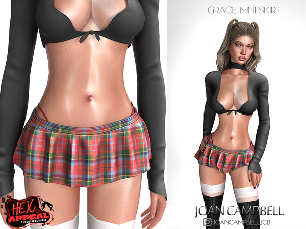 Sims 4 — GRACE THONG MINI PLEDGE SKIRT by Joan_Campbell_Beauty_ — 9 swatches Custom thumbnail Original mesh