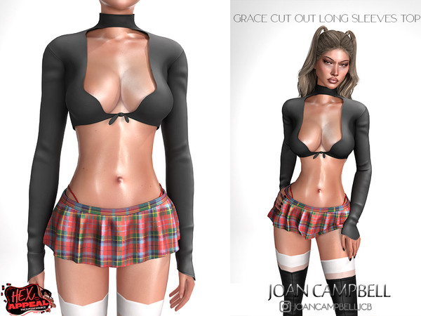 Sims 4 — GRACE CUT OUT LONG SLEEVE TOP by Joan_Campbell_Beauty_ — 10 swatches Custom thumbnail Original mesh