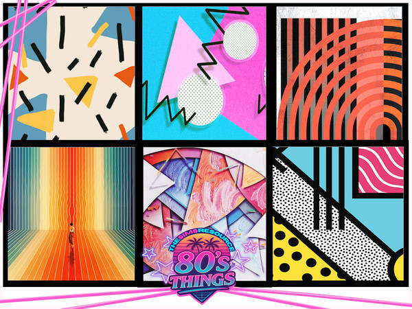 Sims 4 — 80s Things - Abstract Poster Art by lavilikesims — All thing 80s artwork, make a big splash in colour. 9 works