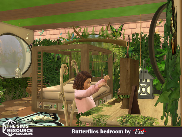 Sims 4 — Butterflies bedroom by evi — A magical and comfortable room for fairies,kids, teens and adults.