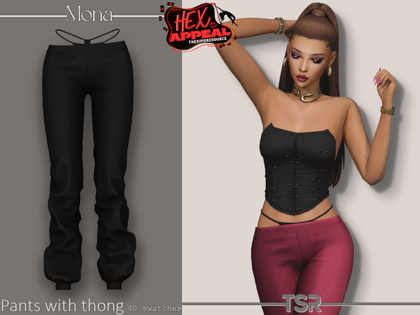 Sims 4 — HexAppeal_Pants with thong by Mona — -New mesh-