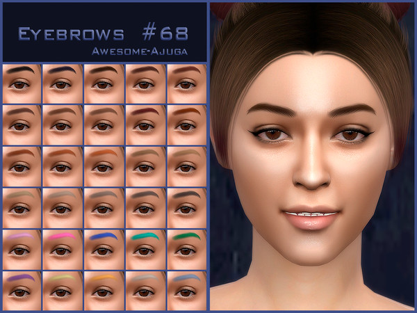 Sims 4 — Eyebrows 68 by Awesome-ajuga — - 30 swatches - Female - Teen to elder - HQ textures - Custom thumbnail