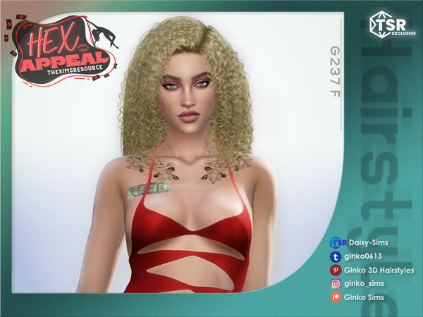 Sims 4 — HEX APPEAL - Curly Hair - Ginko 237 by Daisy-Sims — 21 base colors + 9 ombre colors