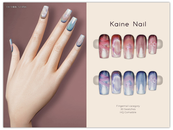 Sims 4 — LMCS Kaine Nail by VELYSEA — -Fingernail category -HQ comatble -31 swatches