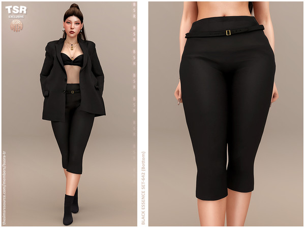 Sims 4 — BLACK ESSENCE SET-642 (Bottom) BD1634 by busra-tr — - 10 Swatches - For Female (Teen to Elder) - Custom