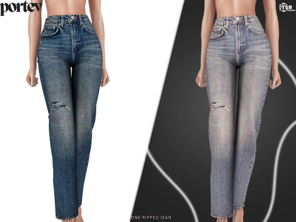 Sims 4 — One Ripped Jean by portev — new Mesh 6 colors