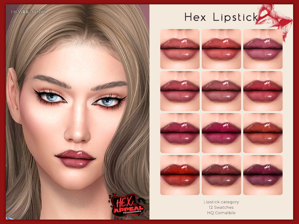 Sims 4 — LMCS Hex Lipstick by Lisaminicatsims — -Hex Appeal Special -Lipstick category -HQ comatble -12 swatches