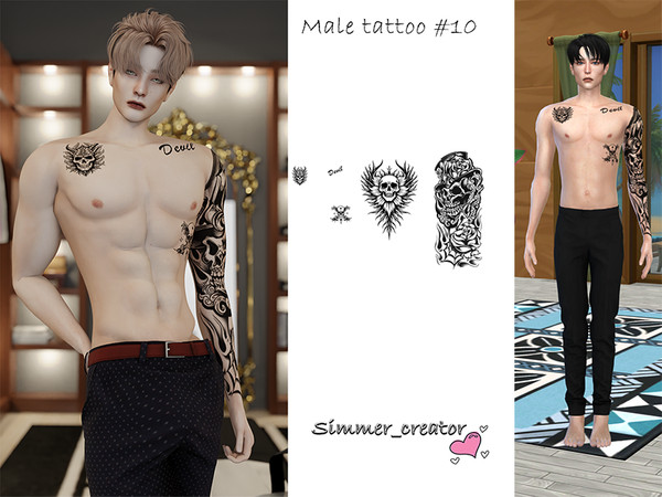 Sims 4 — Male tattoo #10 by Simmer_creator9 — Have 5 different variations. Teen - Elder Can be used on Alpha skin Only