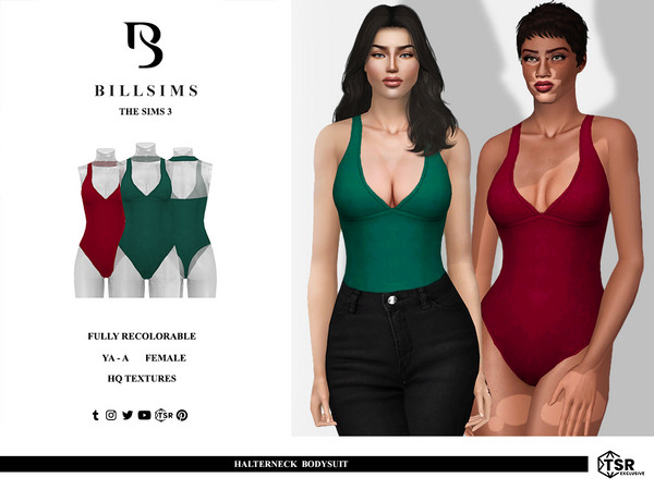 Sims 3 — Halterneck Bodysuit by Bill_Sims — This bodysuit features a halter strap with a plunging neckline! - Female,