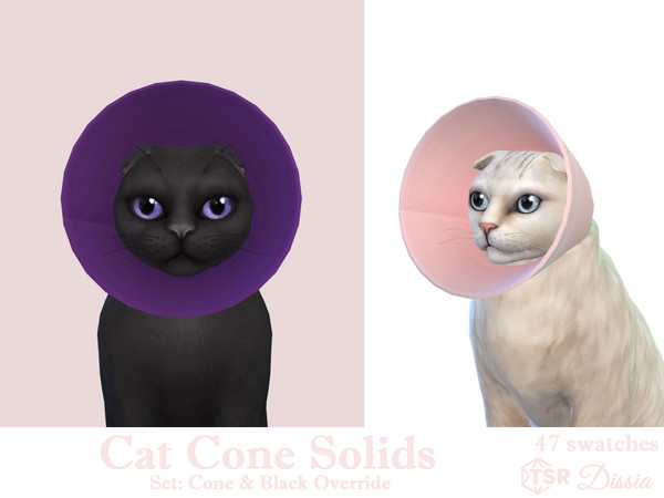 Sims 4 — Cat Cone Override (Solid Black) by Dissia — Cone for cat in many colors
