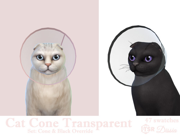 Sims 4 — Cat Cone Transparent (Hat) by Dissia — Transparent cone for cat in many colors