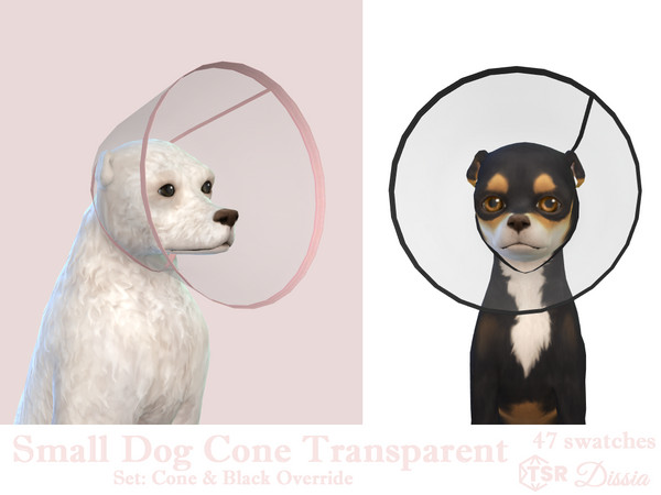Sims 4 — Small Dog Cone Transparent by Dissia — Transparent cone for small dogs in many colors