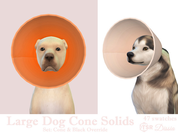 Sims 4 — Large Dog Cone Override (Solid Black) by Dissia — Cone for large dogs in many colors