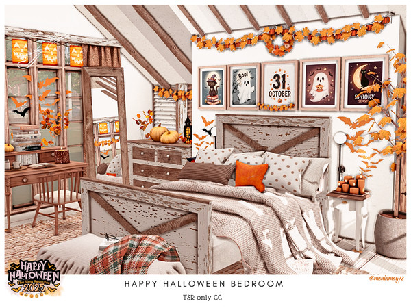 Sims 4 — Happy Halloween Bedroom by Moniamay72 — A beautiful and so cozy Happy Halloween 2025 Bedroom.